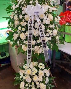 white Funeral Standing Spray